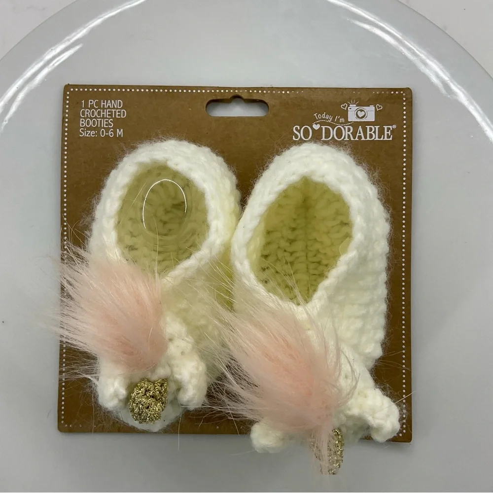 So’Dorable hand crocheted booties unicorn size 0-6M New